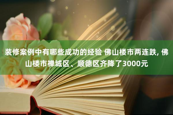 装修案例中有哪些成功的经验 佛山楼市两连跌, 佛山楼市禅城区、顺德区齐降了3000元