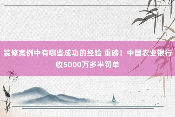 装修案例中有哪些成功的经验 重磅！中国农业银行收5000万多半罚单